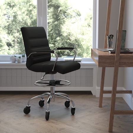 Flash Furniture Black LeatherSoft Drafting Chair with Skate Wheels GO-2286B-BK-RLB-GG
